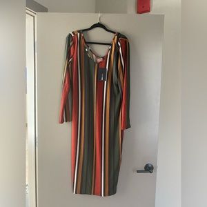 NWT Fashion Nova Strictly Stripe Midi Dress